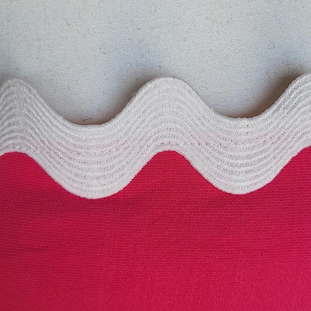 Pink White Ric Rac Scalloped Midi Dress Spaghetti Strap Smocked Boho Size XL - Picture 7 of 13